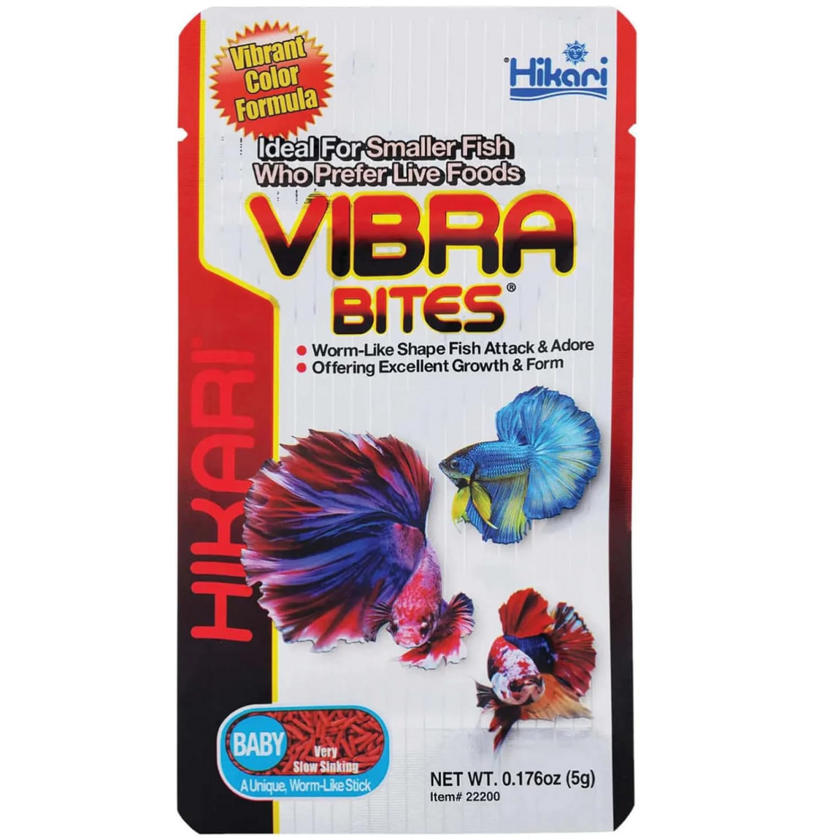 HIKARI Vibra Bites Baby, Hrana Sticks, cu Efect Incredibil de Intensificare a Culorii Pestilor de Acvariu, 5g