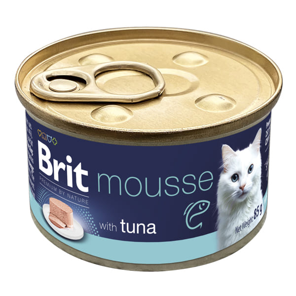 BRIT PREMIUM by Nature Cat Mousse cu Ton 85 g | Hrana Umeda Completa pentru Pisici Adulte (pateu fin)
