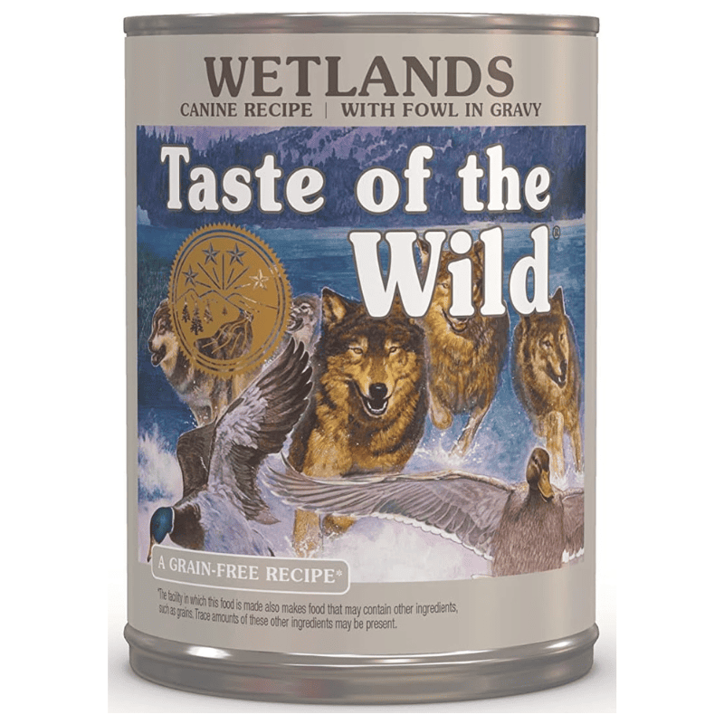TASTE of the WILD Wetlands Canine Recipe with Fowl in Gravy 390 g | Hrana Umeda Fara Cereale pentru Caini Adulti | cu Rata, Curcan si Prepelita