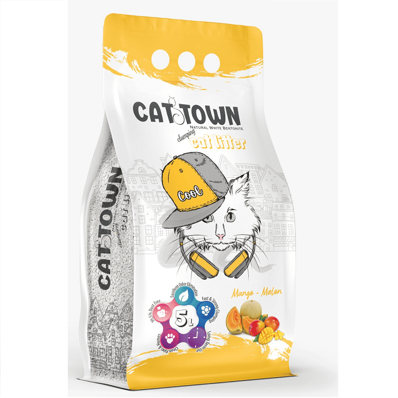 Cat Town Mango & Melon 5 L | Asternut Igienic Ultraaglomerant cu Aroma de Mango si Pepene Galben pentru Pisici