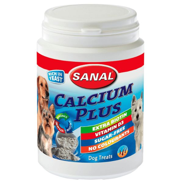 SANAL Dog Calcium Plus 200 g | Pudra cu Calciu, Biotina si Vitamine pentru Caini | Blana Lucioasa, Oase si Dinti Puternici