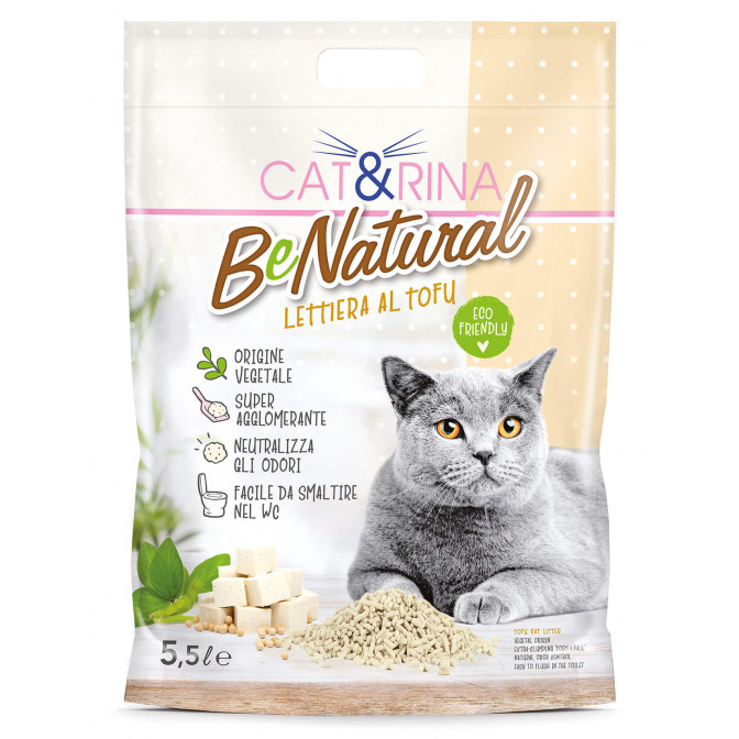 CAT&RINA BeNatural, Asternut igienic Vegetal (Tofu) Litiera Pisici, 5.5L