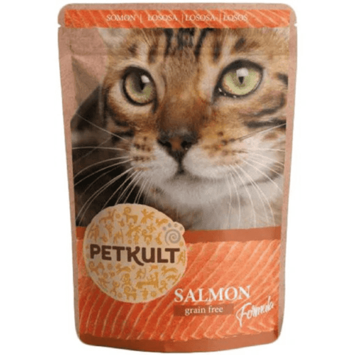 PETKULT Adult cu Somon 100 g | Plic Hrana Umeda fara Cereale pentru Pisici Adulte
