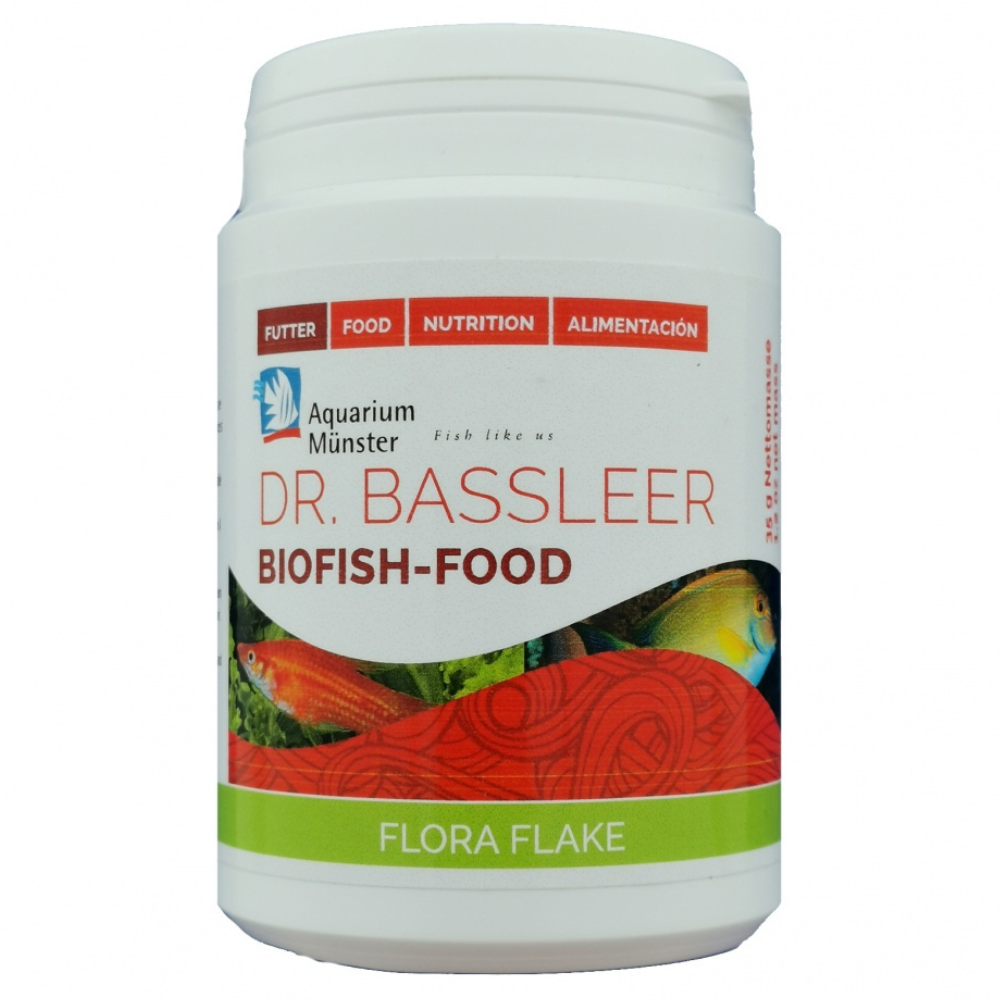 Aquarium Munster DR. BASSLEER Biofish Food Flora Flake 35 g – Hrana Fulgi Premium pentru Pești de Acvariu Erbivori, Nutritie Naturală și Sănătate Optimă