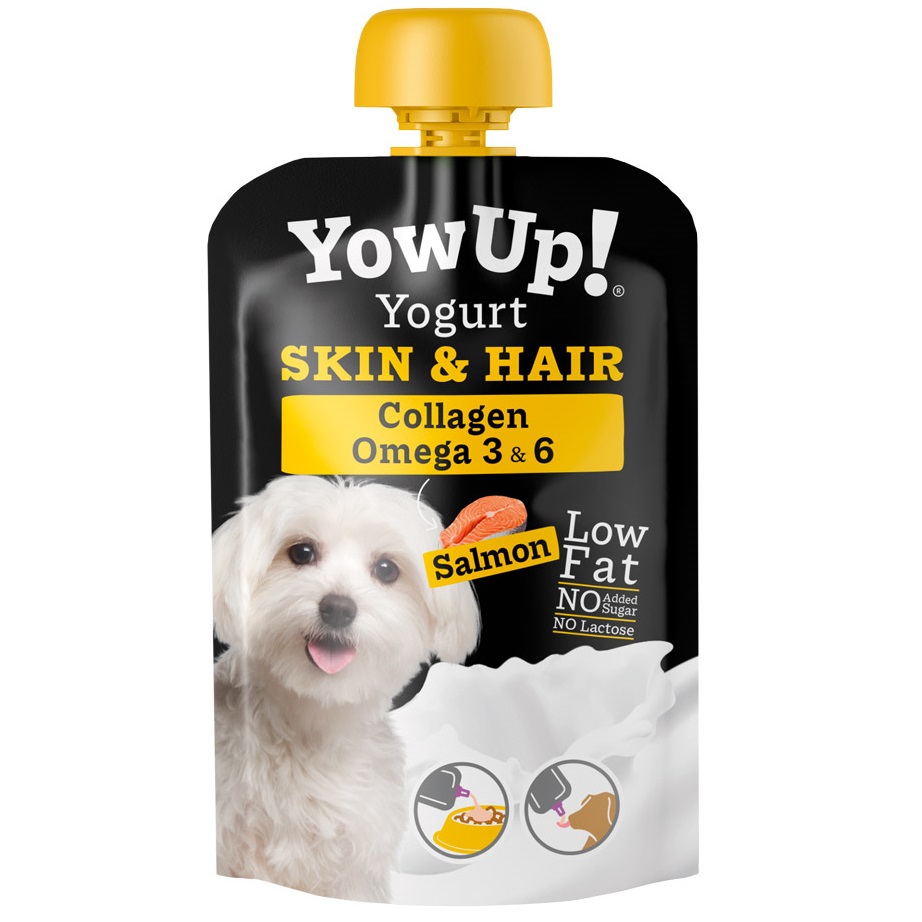 YOWUP! Yogurt Skin & Hair pentru Caini, 115 g - Iaurt Functional pentru Piele Sanatoasa si Blana Stralucitoare, cu Ulei de Somon, Colagen si Acizi Omega-3