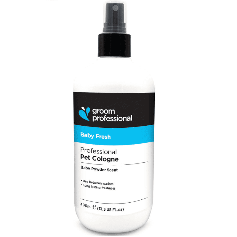 GROOM PROFESSIONAL Baby Fresh Cologne 400 ml | Parfum Profesional pentru Caini cu Aroma Baby Powder | Finish Curat de Salon si Confort Piele Sensibila