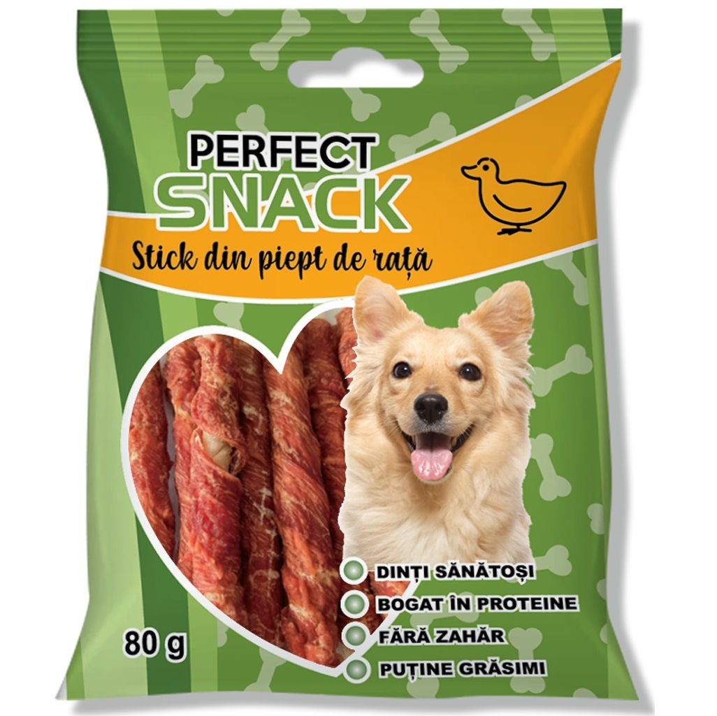 PERFECT Snack, Recompense Pentru Caini, Stick cu Piept de Rata, 80g