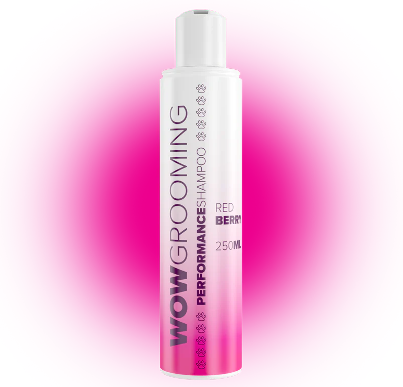 WOW GROOMING Performance Red Berry, Sampon Concentrat 1:20 Pentru Caini, Degresant, Deodorizant si cu Efect de Luciu si Stralucire Orice Tip de Blana, 250ml