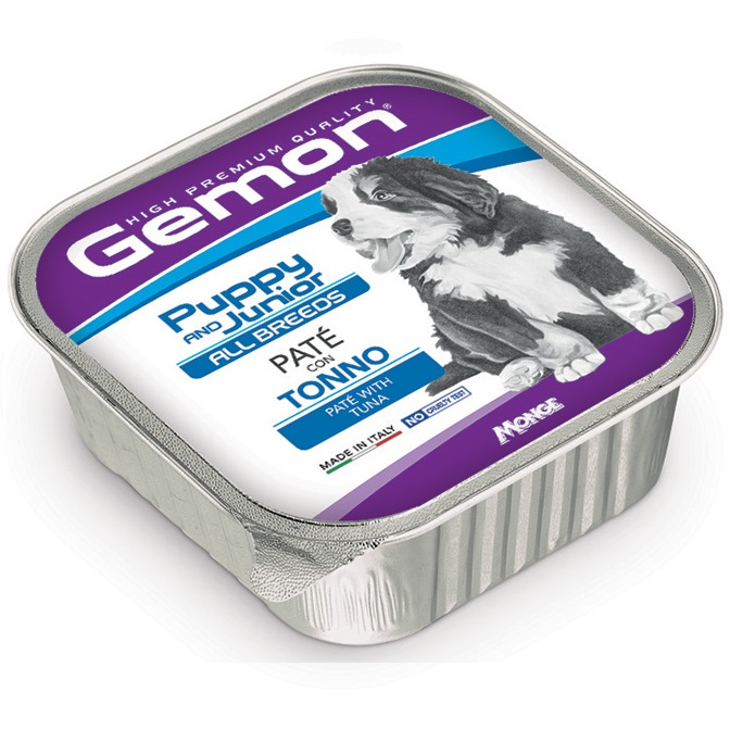 GEMON Puppy & Junior Pate cu Ton - Conserva Hrană Umedă pentru Căței, 150g