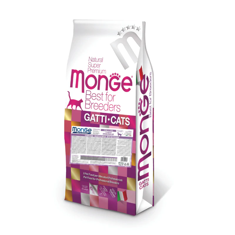 MONGE Natural Superpremium Sterilised Rata 10 kg | Hrana Uscata pentru Pisici Adulte Sterilizate | Aport Limitat de Calorii si Protectia Tractului Urinar