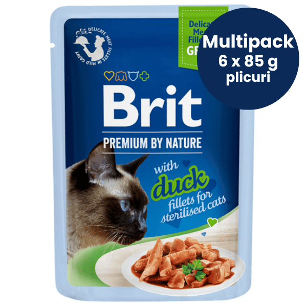 BRIT PREMIUM DELICATE Sterilised Cat cu Rata Multipack 6x85 g | Plicuri Hrana Umeda Pisici Sterilizate (file carne in sos)