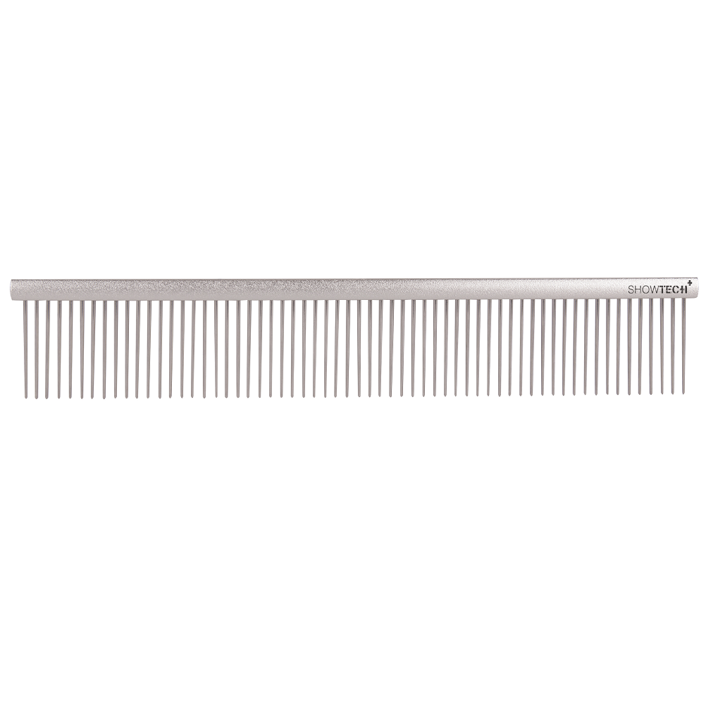 SHOWTECH+ Featherlight Comb Silver 25 cm | Pieptene Profesional Ultra-Usor pentru Styling si Volum Blana la Caini