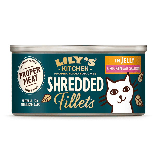 LILY'S KITCHEN Cat Adult Shredded Fillets cu Pui si Somon in Aspic 70 g | Hrana Umeda fara Cereale pentru Pisici Adulte