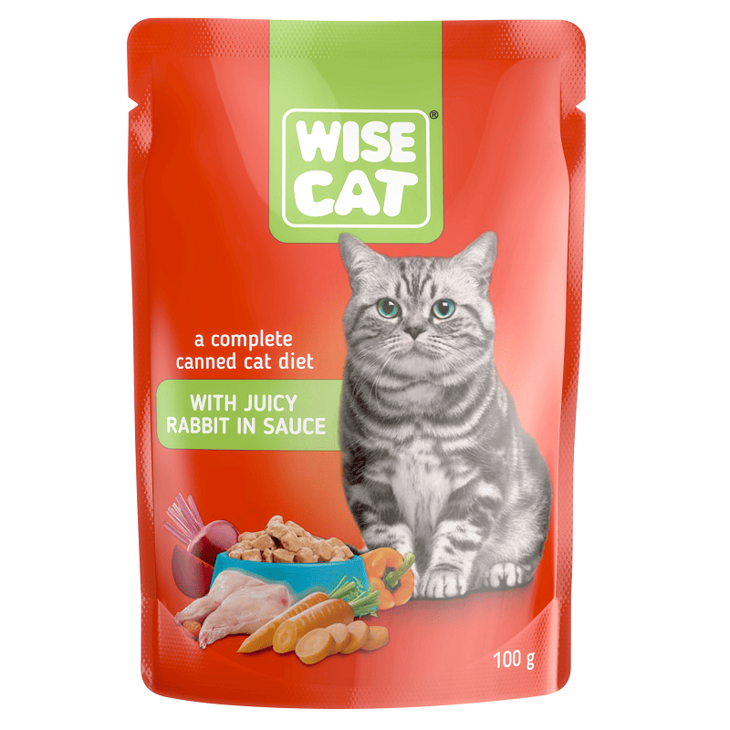 WISE Cat cu Iepure in Sos, 100 g | Hrană Umedă pentru Pisici Adulte 