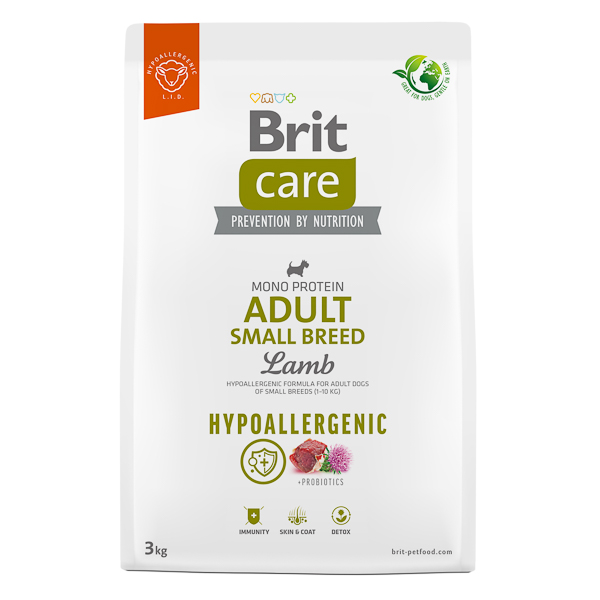 BRIT CARE Hypoallergenic Small Breed, cu Miel, Hrană Uscata Hipoalergenica, Monoproteică pentru Câini Adulți de Talie Mică, 3kg