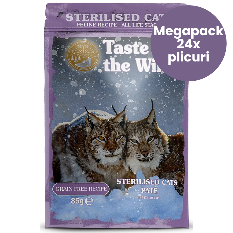 TASTE of the WILD Cat Pouch Sterilised Megapack 24x85 g | Hrana Umeda Fara Cereale pentru Pisici Sterilizate | Pate cu Pui si Ficat pentru Toate Etapele Vietii