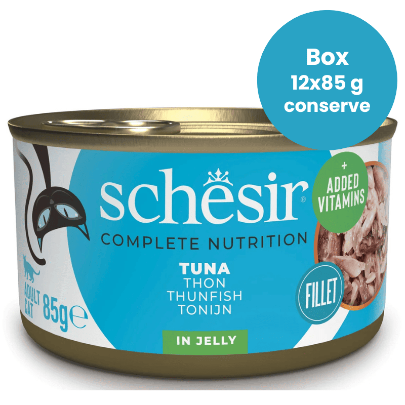 SCHESIR Cat Ton in Aspic Box 12x85 g | Hrana Umeda Completa pentru Pisici Adulte