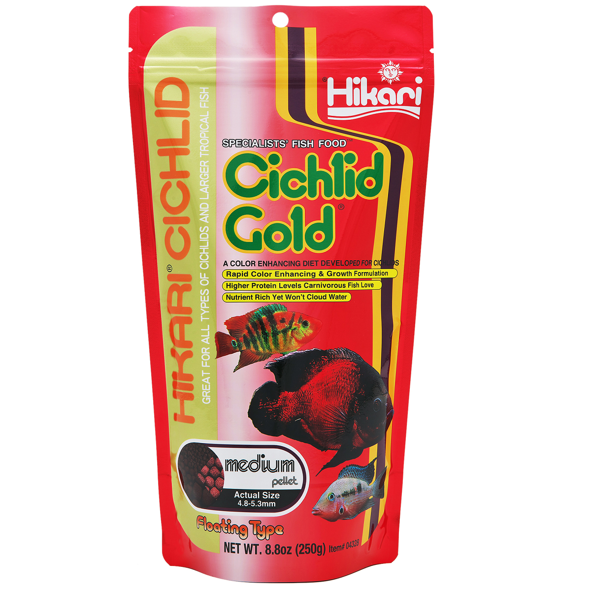 HIKARI Cichlid Gold Medium, 250 g – Granule Premium pentru Ciclide si Pesti Tropicali, pentru Intensificarea Culorilor