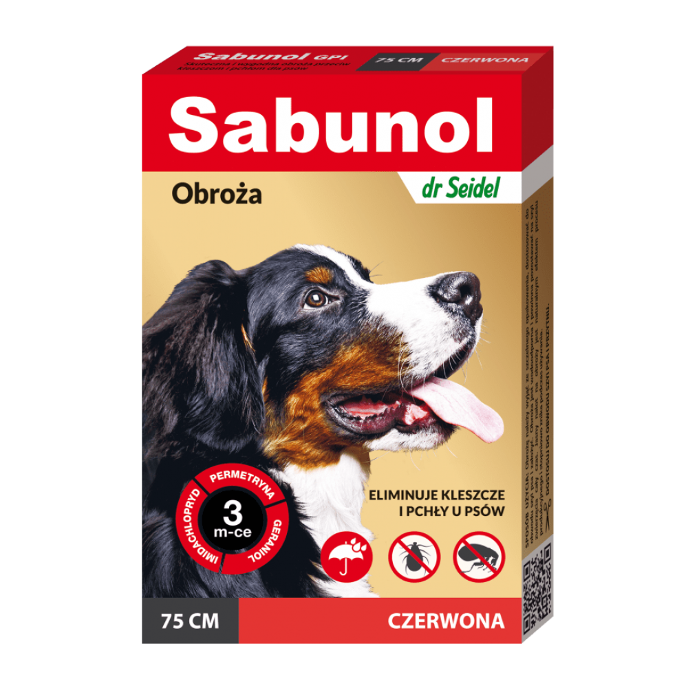 SABUNOL GPI Red Zgarda Antiparazitara, Protectie 3 Luni, Pentru Caini Talie Mare 25-50kg |75cm