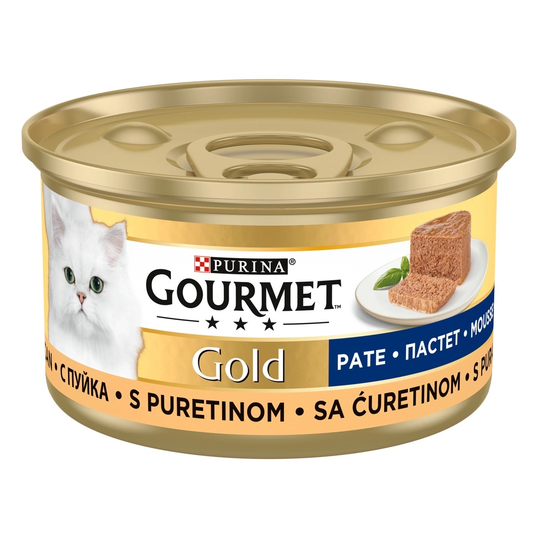 PURINA Gourmet Gold Mousse, cu Curcan, Conserva Hrana Umeda Pentru Pisici Adulte, 85g