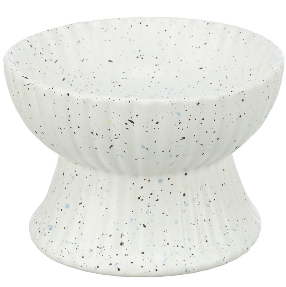 Bol din Ceramica Pentru Pisici, Ridicat si cu Forma Ergonomica, Alb, 200ml | 13cm