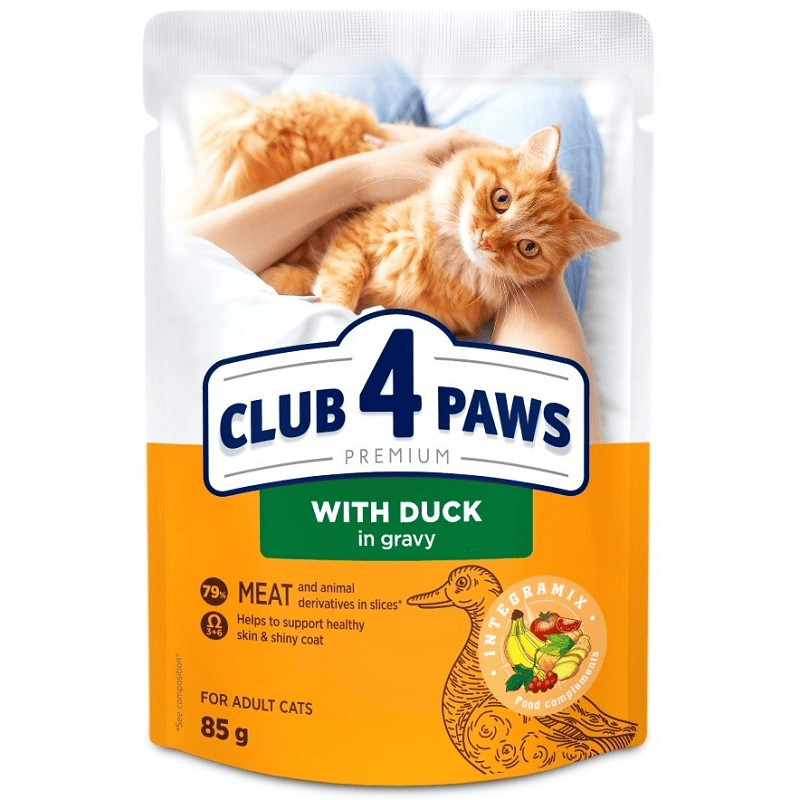 CLUB 4 PAWS Cat cu Rata în Sos 85 g | Hrana Umeda Premium pentru Pisici Adulte