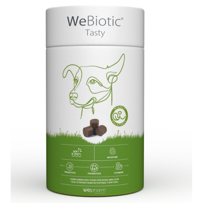 WePHARM WeBiotic Tasty 30 Comprimate Masticabile – Supliment Digestiv cu Probiotice si Prebiotice pentru Caini si Pisici
