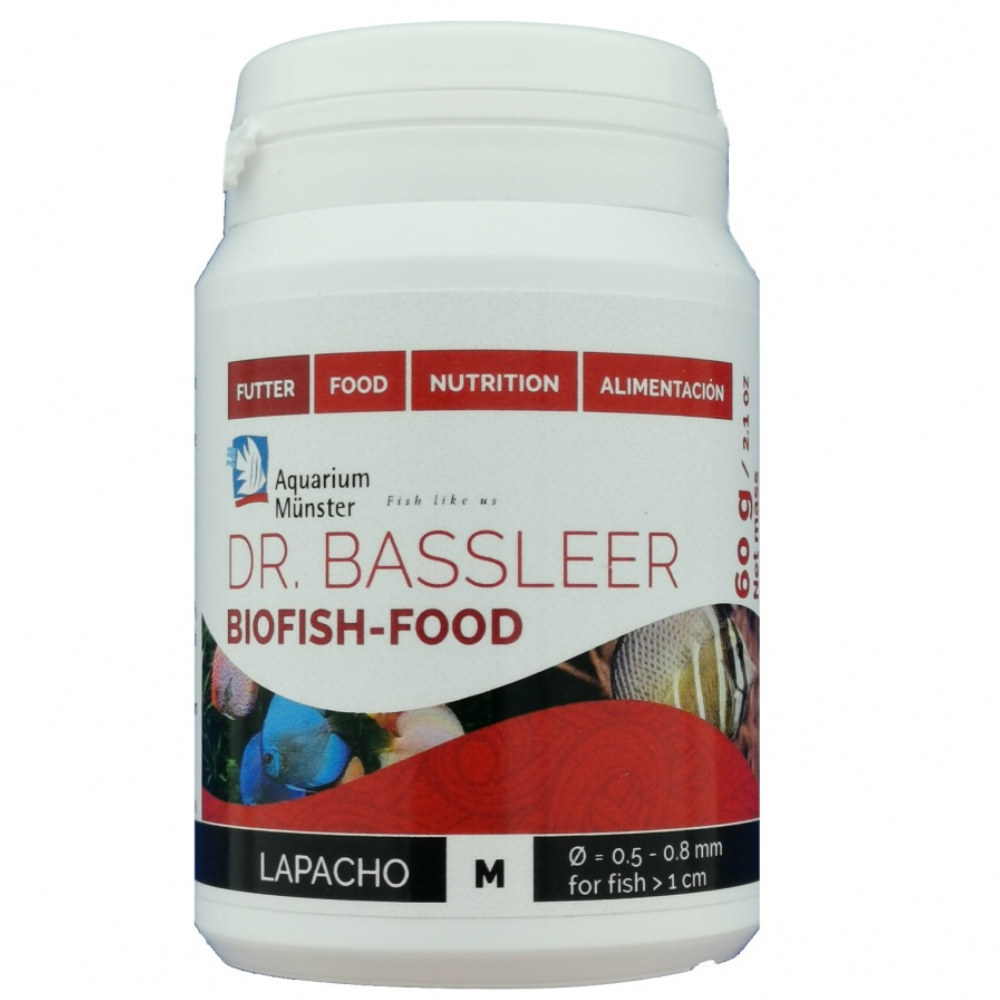 Aquarium Munster DR. BASSLEER Biofish Food Lapacho M, 60 g – Hrană Granulata Premium, Suport Nutrițional pentru Pești, Recomandat în Hexamita și HITH
