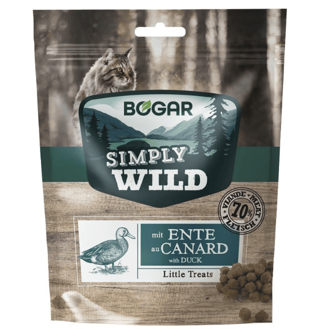 BOGAR Simply Wild Little Treats Rata 60 g | Recompense Moi pentru Pisici Adulte cu 70% Rata