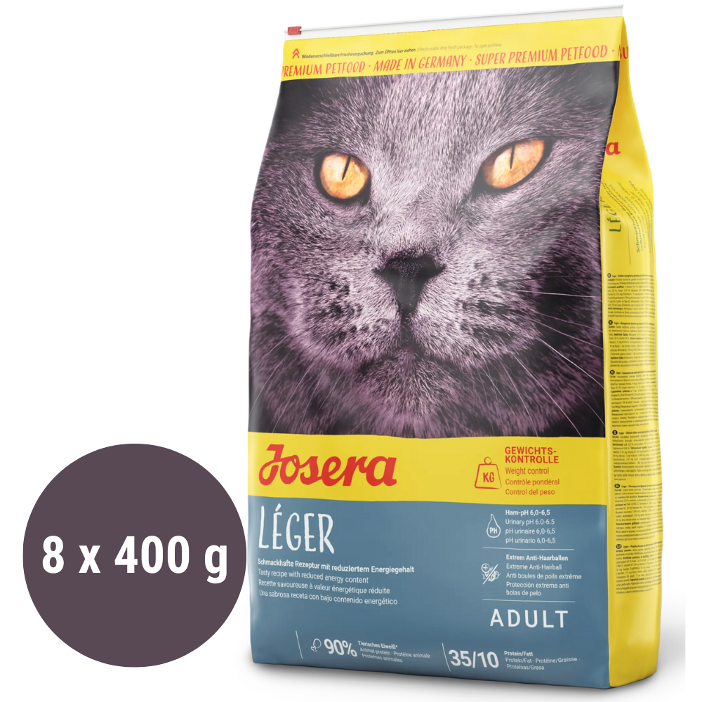 JOSERA Léger Set 8x400 g – Hrană Uscată Premium pentru Pisici Supraponderale, Controlul Greutății și Sănătatea Tractului Urinar