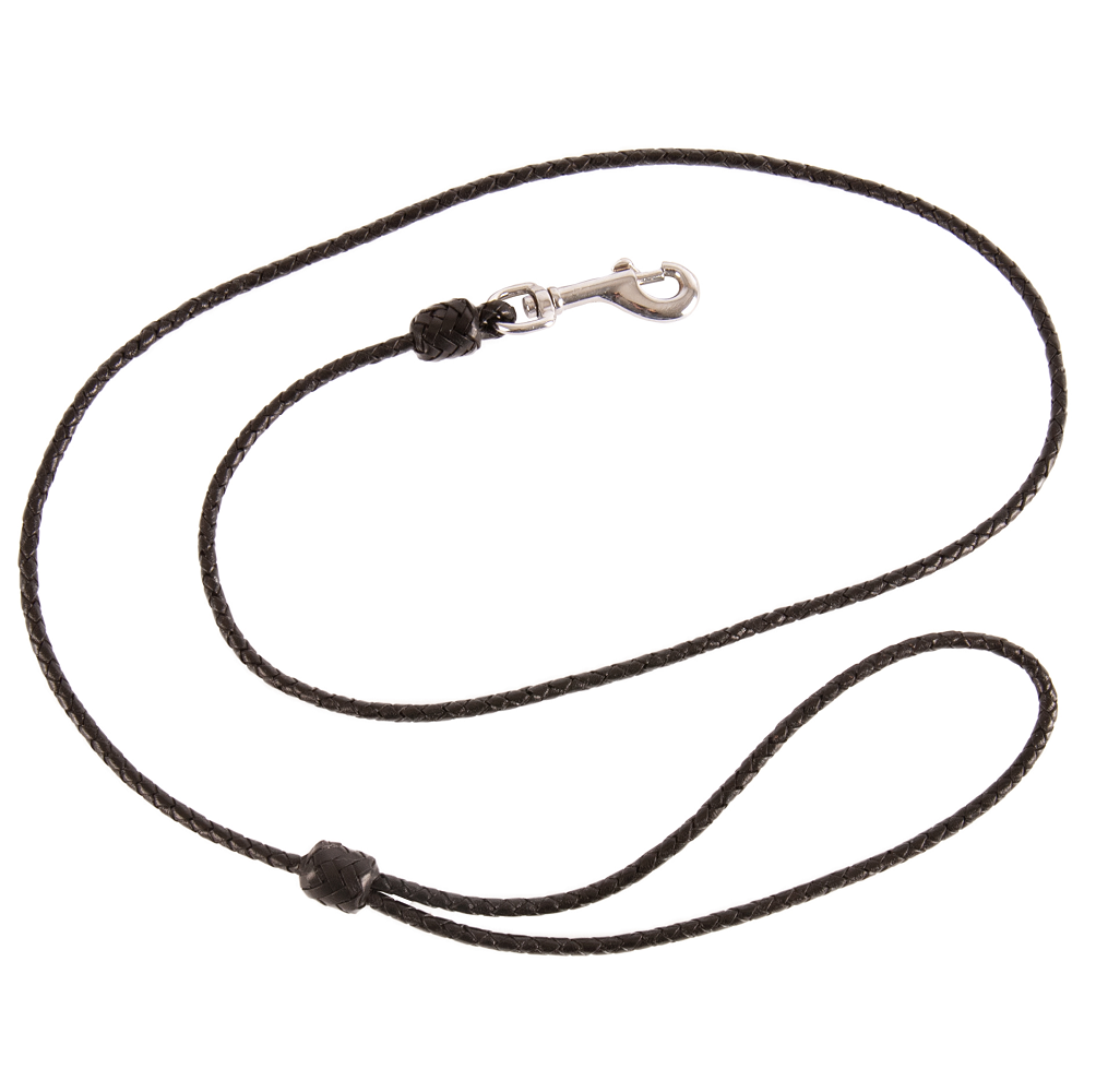 DAPPER DOG, Lesa din Piele Pentru Caini, Rotunda, Neagra, 1.0m | 4mm