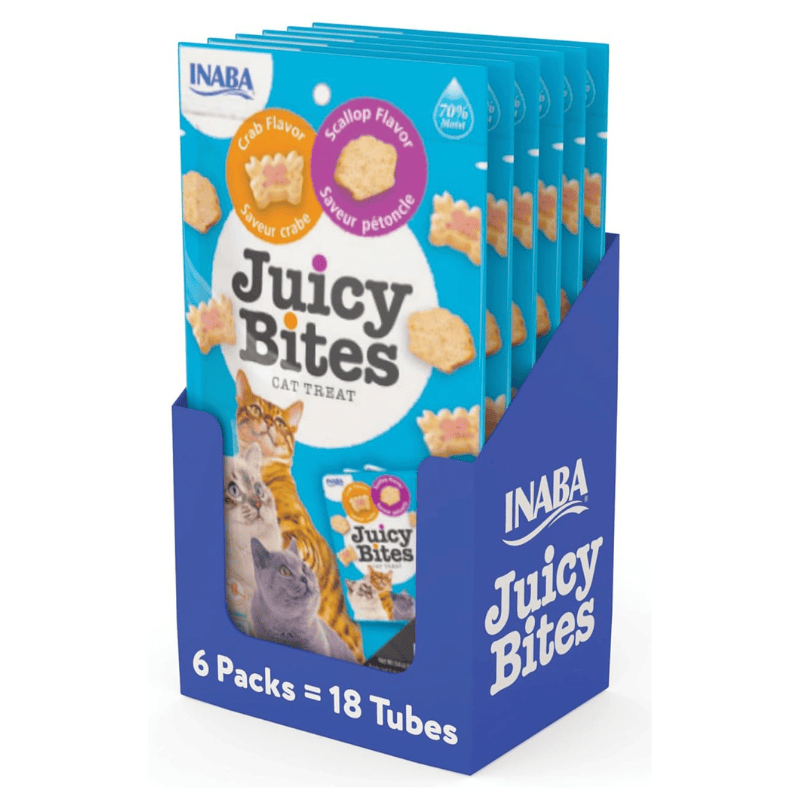 INABA Juicy Bites Crab & Scallop Multipack 6x(3x11.3 g) | Recompense Moi si Suculente pentru Pisici | Crabi si Scoici | Fără Cereale, Naturale, Bogate în Proteine