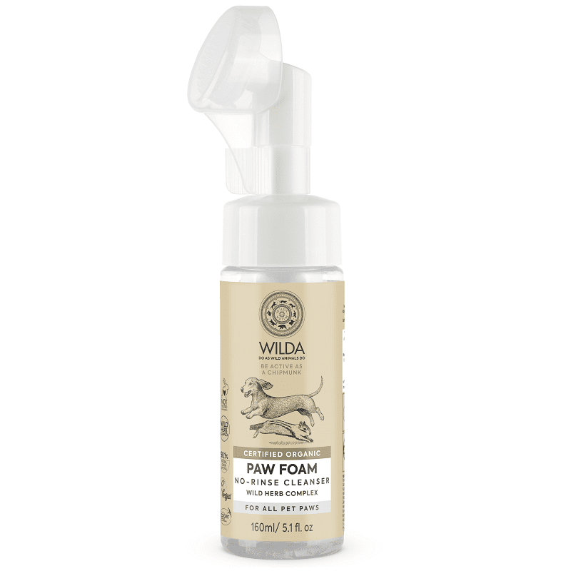 WILDA SIBERICA Spuma fara Clatire pentru Labute 160 ml | Curatare Rapida si Delicata pentru Caini si Pisici | Certificat Organic
