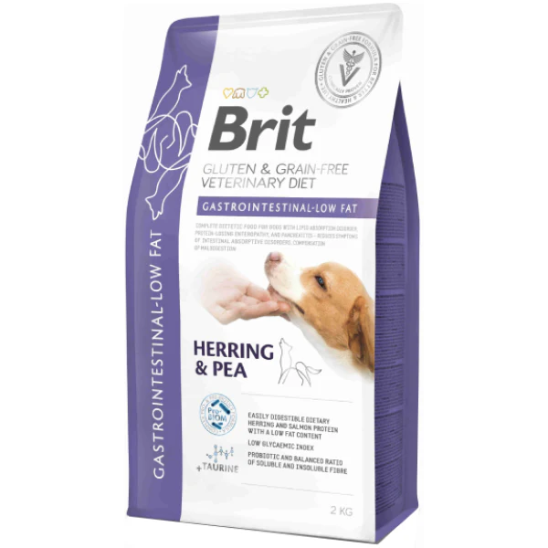 BRIT VET DIETS Dog Grain Free Gastrointestinal Low Fat cu Hering si Mazare 2 kg | Hrana Uscata Dietetica cu Continut Redus de Grasimi pentru Caini cu Afectiuni Gastrointestinale