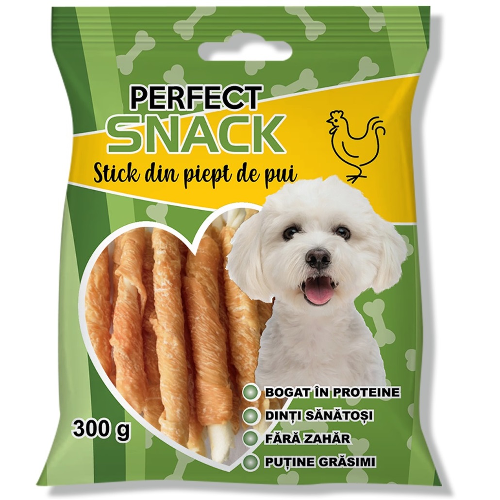 PERFECT Snack, Recompense Pentru Caini, Stick cu Piept de Pui, 300g