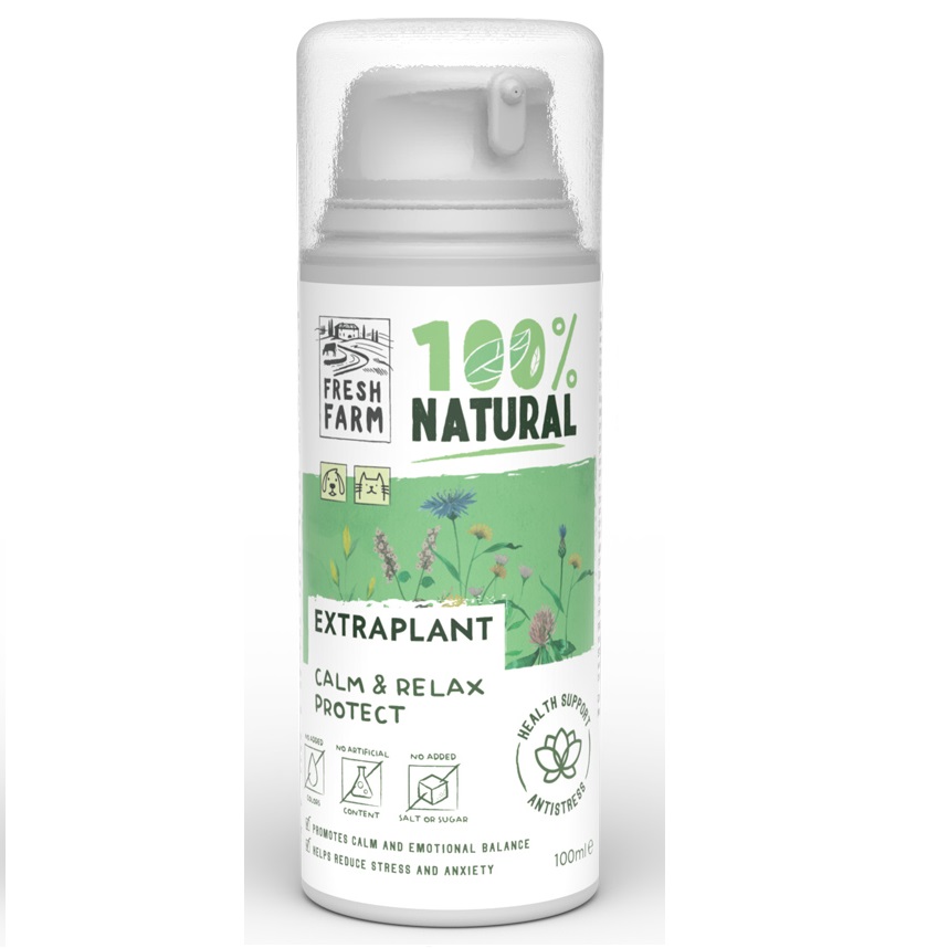 FRESH FARM Extraplant Calm & Relax Protect 100 ml - Supliment Fitoterapeutic pentru Reducerea Stresului si Mentinerea Echilibrului Emotional la Caini si Pisici