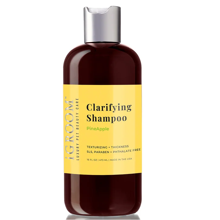 iGROOM Clarifying,  cu Ananas, Sampon Profesional Concentrat 1:16, Curatare Profunda Blana | Piele la Caini si Pisici, 473ml