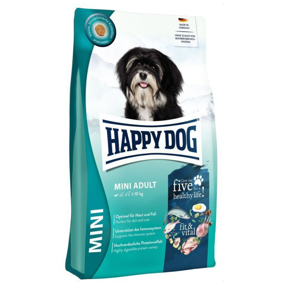 HAPPY DOG Fit & Vital Mini Adult – Hrană Uscata, fără Gluten si  5 Surse de Proteine Animale, pentru Câini Adulti de Talie Mică, 10kg