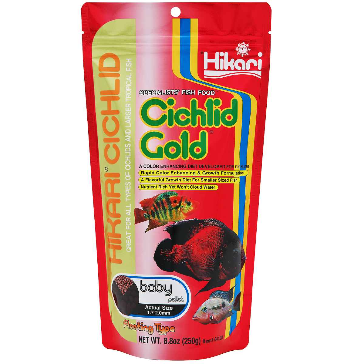 HIKARI Cichlid Gold Baby, Hrana Pentru Intensificarea Coloritului Ciclidelor Mici si a Altor Pesti Tropicali, 250g