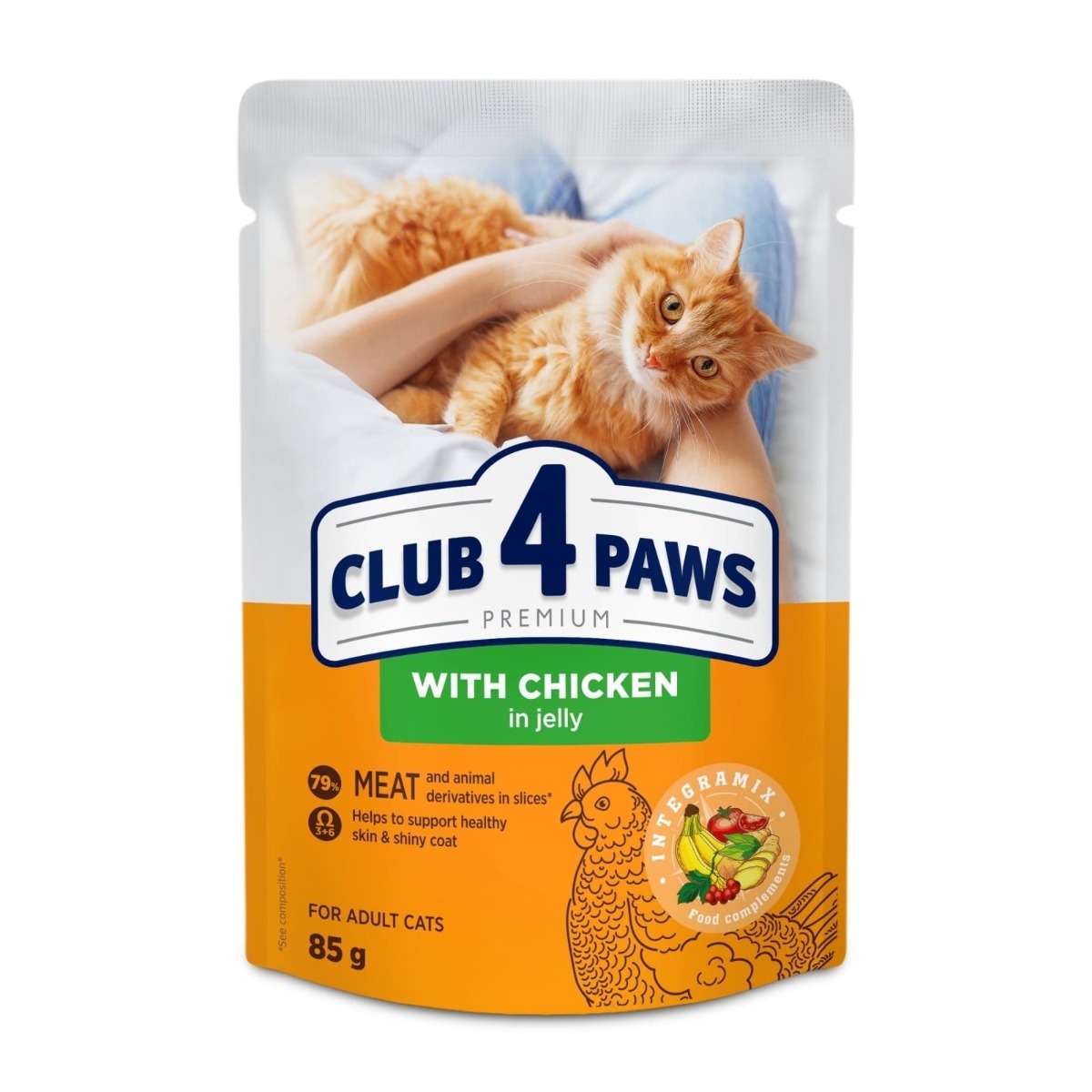 CLUB 4 PAWS Cat cu Pui in Aspic 85 g | Hrana Umeda Premium pentru Pisici Adulte
