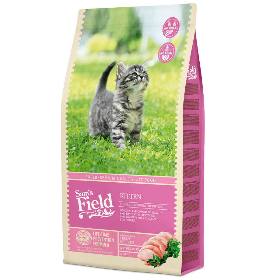SAM'S FIELD Cat Kitten Chicken & Rice 7,5 kg | Hrana Uscata Superpremium pentru Pisoi | Crestere Sanatoasa si Imunitate Puternica | Cu Pui Proaspat si Orez