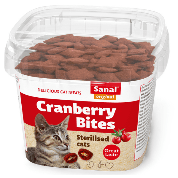 SANAL Cat Cranberry & Chicken Bites 75 g | Recompense pentru Pisici Sterilizate cu Merisoare si Pui | Suport Tract Urinar Sanatos