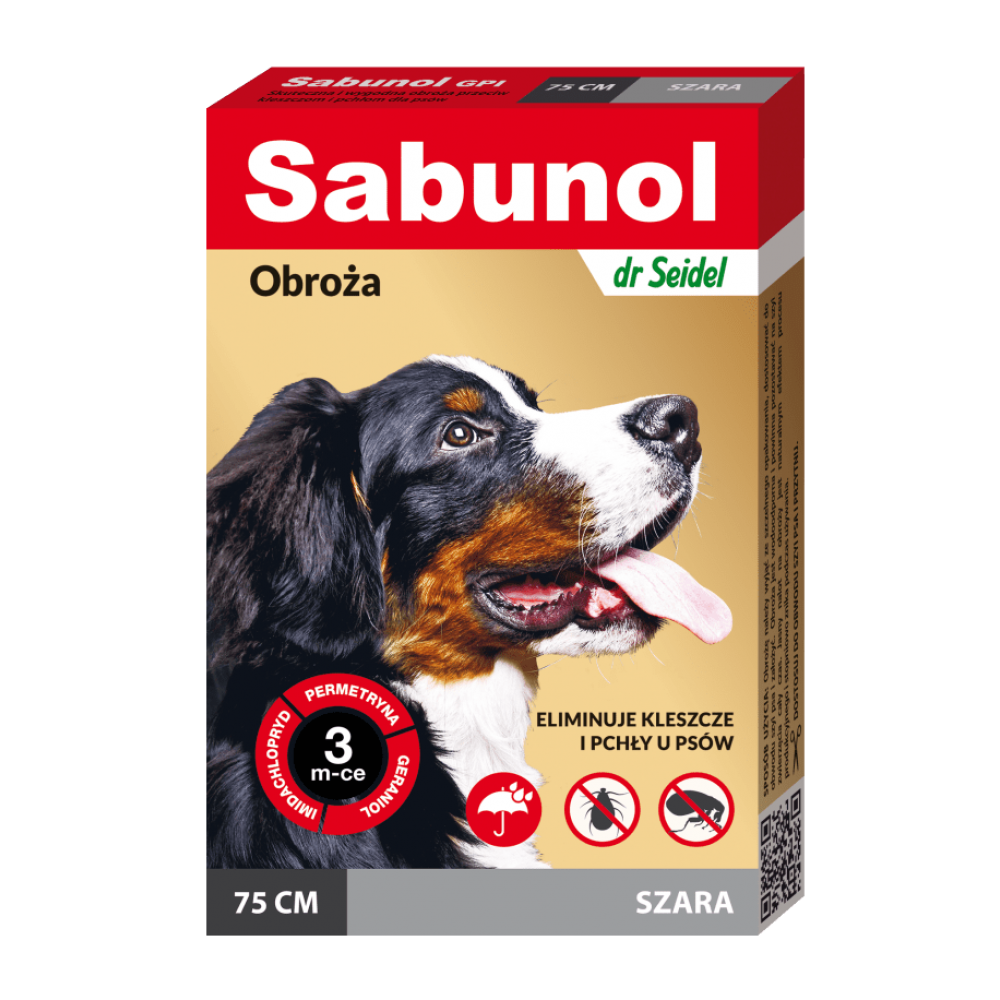 SABUNOL GPI GREY Zgarda Antiparazitara, Protectie 3 Luni, Pentru Caini Talie Mare 25-50kg |75cm