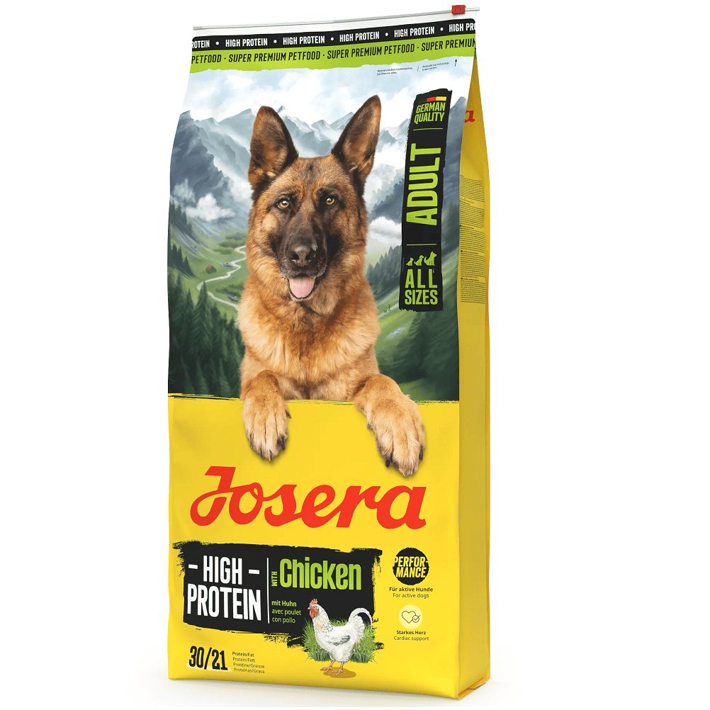 JOSERA High Protein Chicken 12,5 kg | Hrana Uscata Premium pentru Caini Adulti Activi | Cu Pui, Ulei de Somon si L-carnitina | Proportie Ridicata de Proteine si Energie