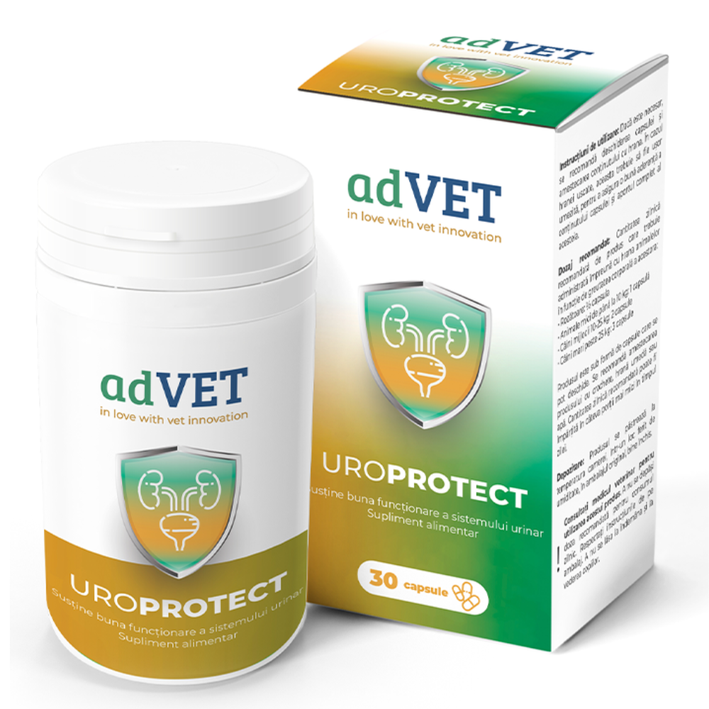 AdVET Uroprotect 30 Capsule – Supliment pentru Sanatatea Rinichilor si a Tractului Urinar la Animale