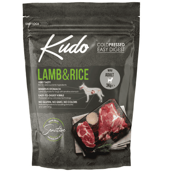 KUDO Adult Mini Sensitive cu Miel si Orez 3 kg | Hrana Uscata Presata la Rece pentru Caini Adulti de Talie Mica | Pentru Digestie Sensibila