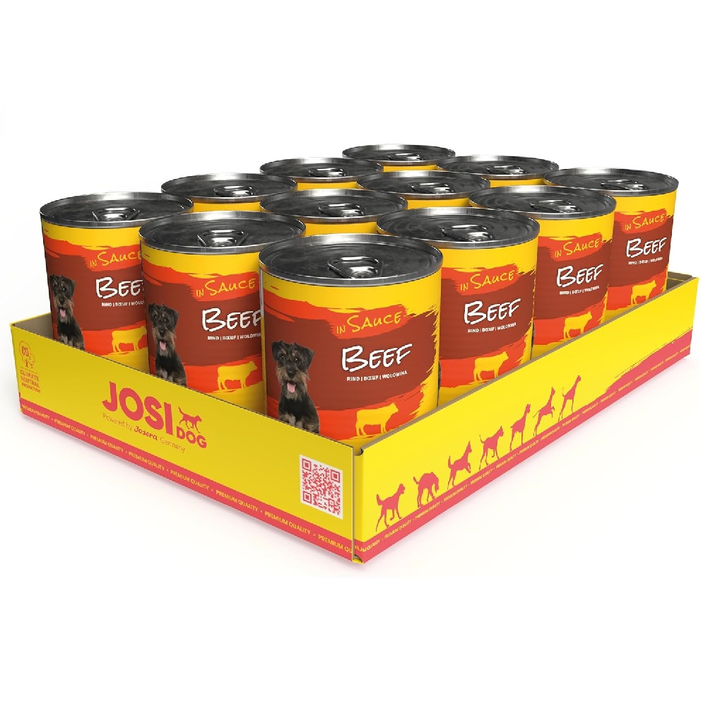 JOSIDOG Bucățele de Vită în Sos, Set 12x415 g – Hrană Umedă pentru Câini Adulți, cu Proteine de Calitate și Digestibilitate Ridicată