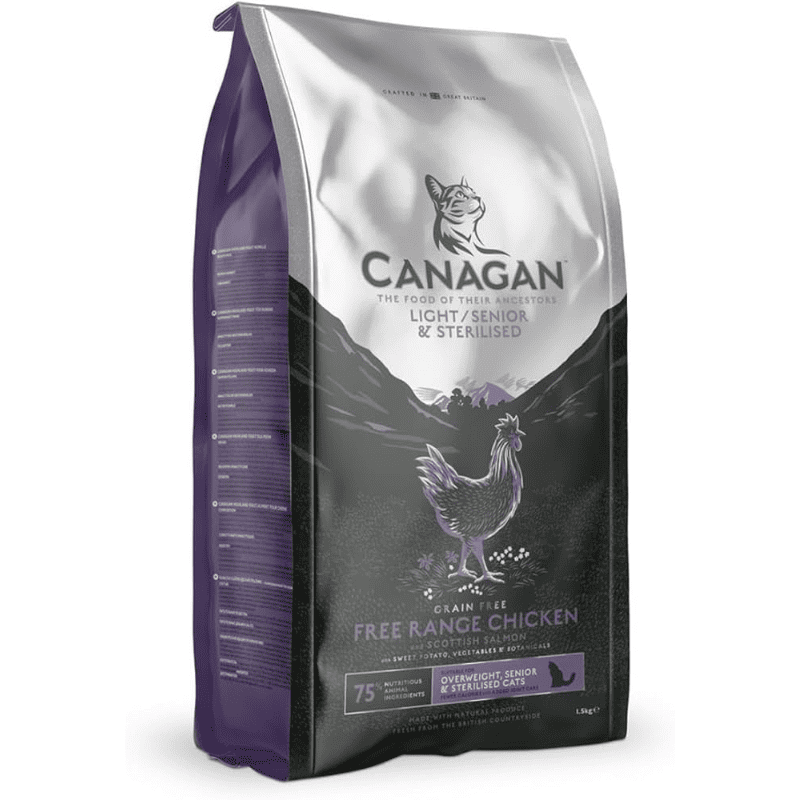 CANAGAN Cat Light / Senior Free-Range Chicken 4 kg | Hrana Uscata fara Cereale pentru Pisici Supraponderale sau Varstnice, cu Pui