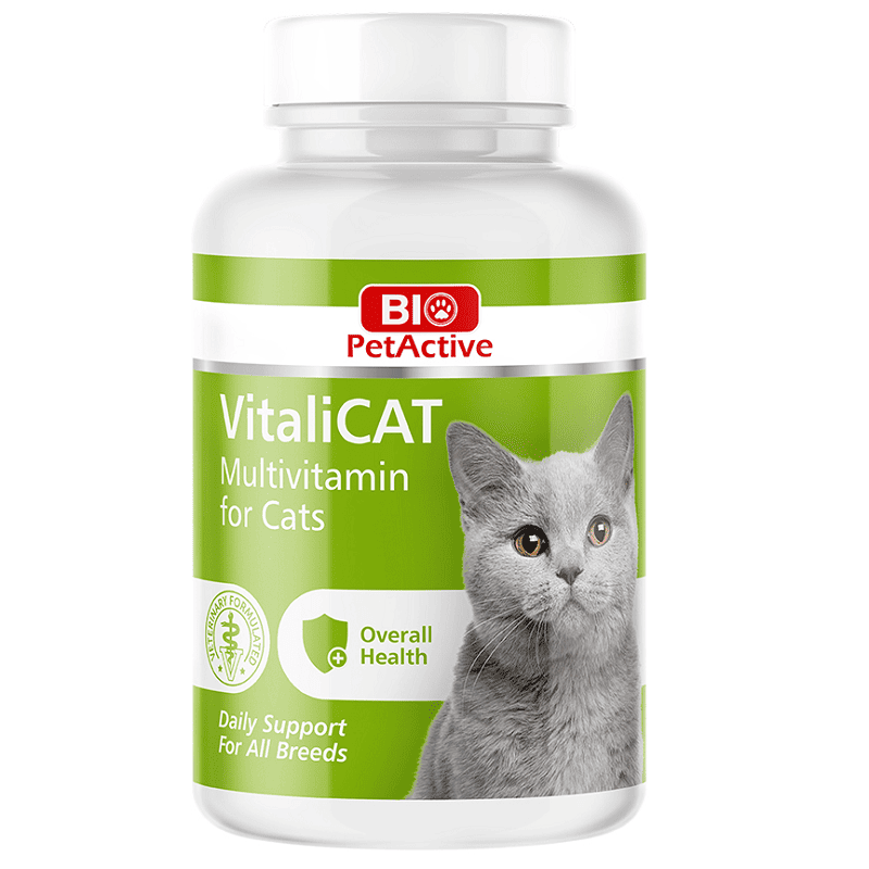 BIO PetActive VitaliCAT 150 Tablete | Supliment cu Multivitamine si Aminoacizi pentru Pisici | Suport pentru Vitalitate, Piele si Blana