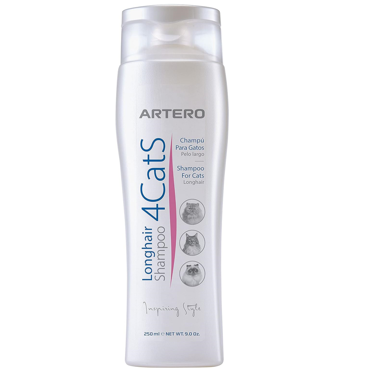 ARTERO 4CATS Long Hair Sampon Profesional Hidratant Concentrat Pentru Pisici cu Blana Lunga, Curatare Delicata, Volum si Stralucire, 250ml